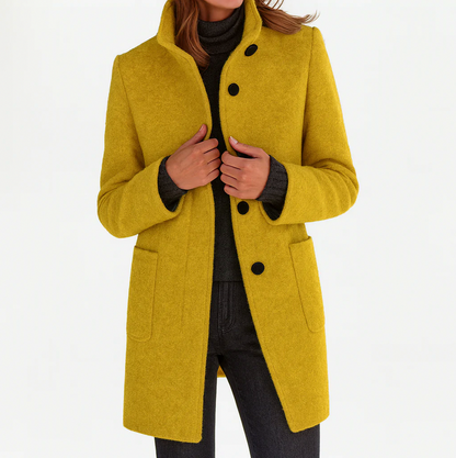 Stand Collar Button Front Coat