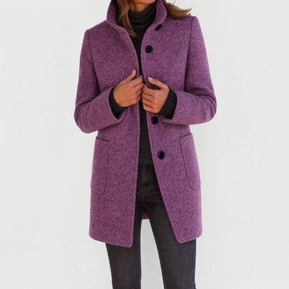 Stand Collar Button Front Coat