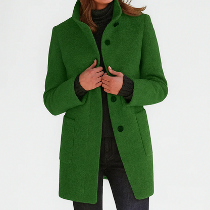 Stand Collar Button Front Coat
