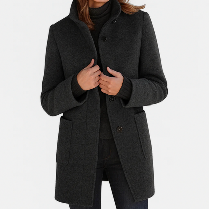 Stand Collar Button Front Coat