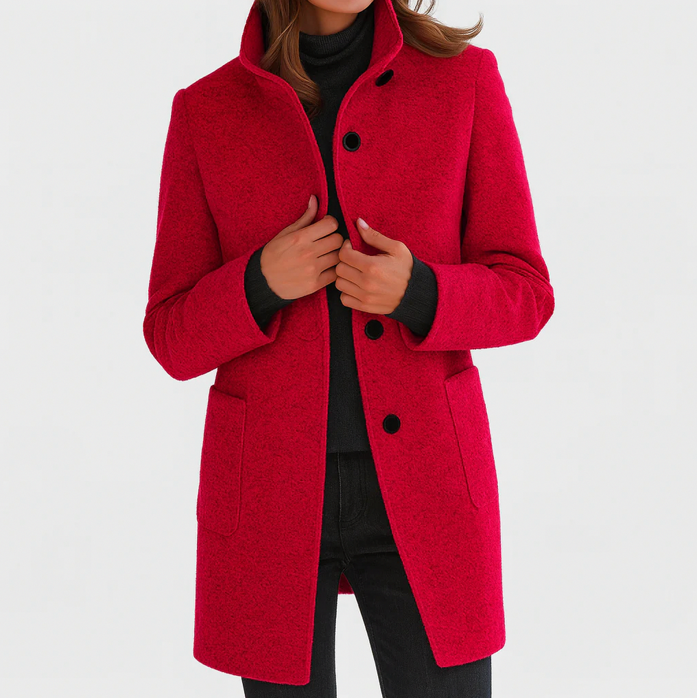 Stand Collar Button Front Coat