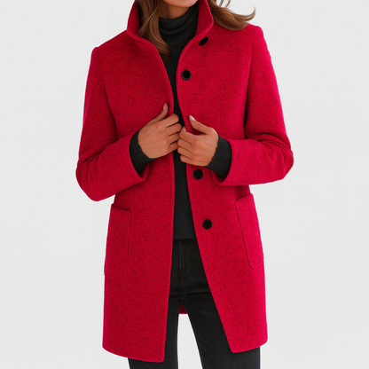Stand Collar Button Front Coat