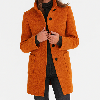 Stand Collar Button Front Coat