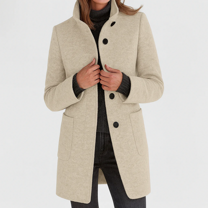 Stand Collar Button Front Coat