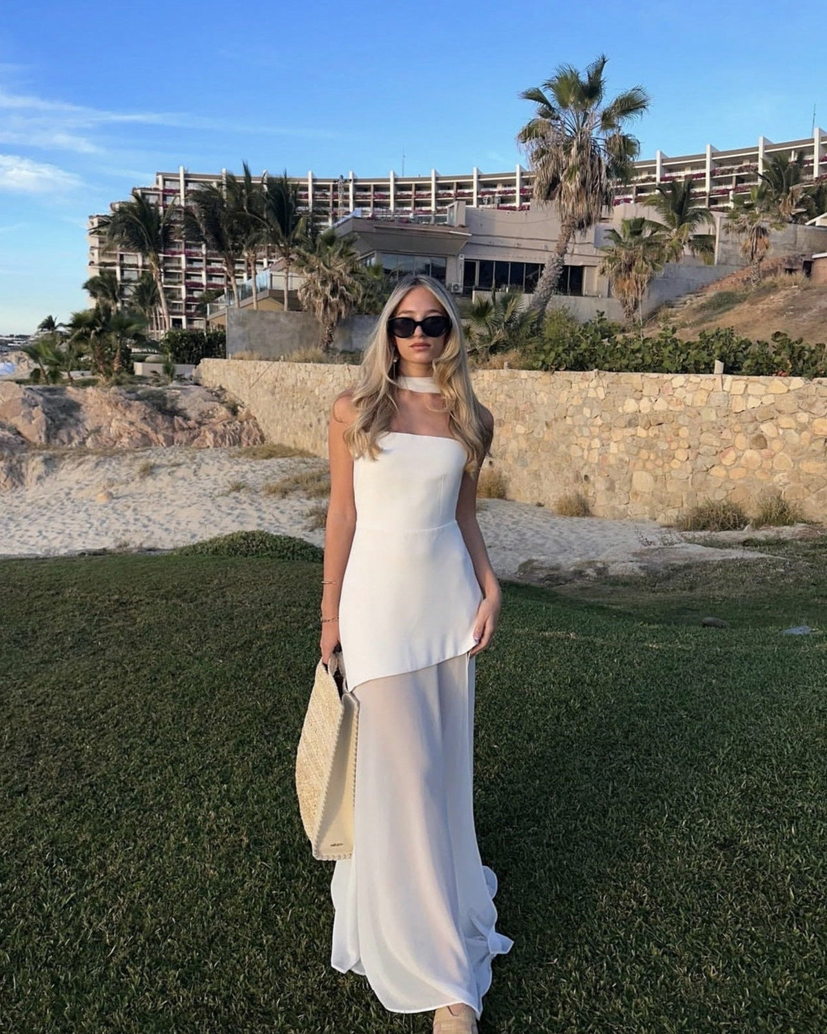 Strapless Asymmetric Chiffon Maxi Dress