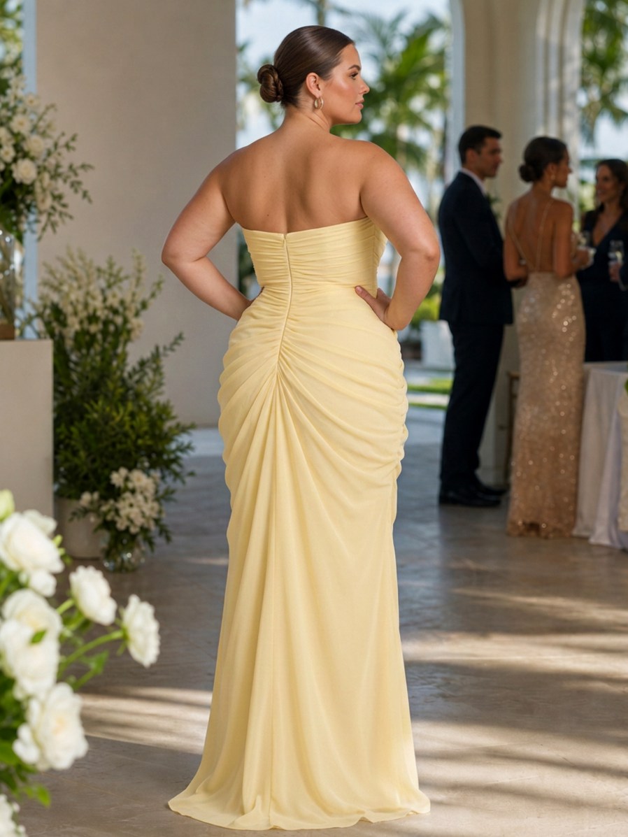 Strapless Corset Ruched Maxi Dress