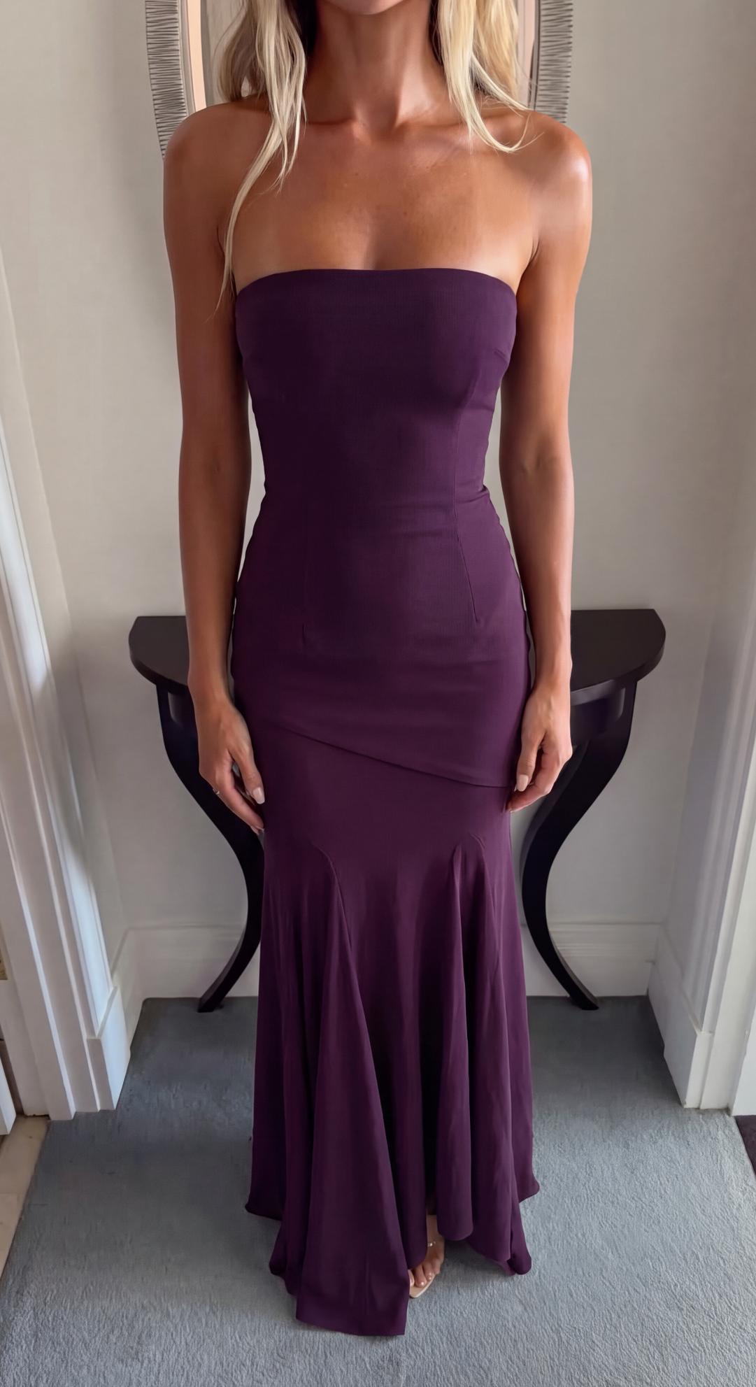 Strapless Drop Waist Maxi Dress
