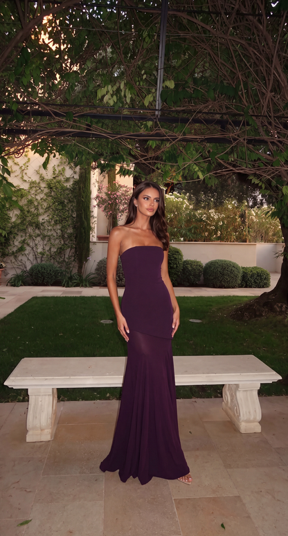 Strapless Drop Waist Maxi Dress
