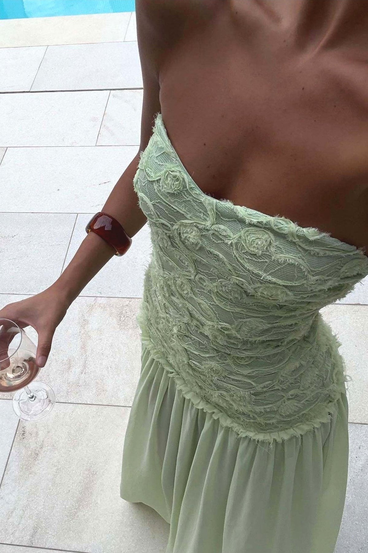 Strapless Drop Waist Maxi Dress