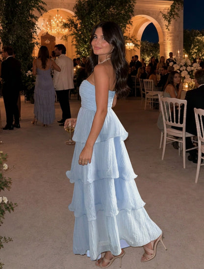 Strapless Smocked Tiered Midi Dress