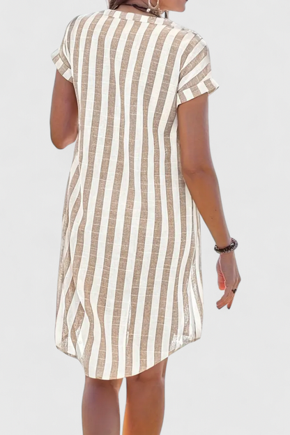 Striped Button Front Shirt Dress