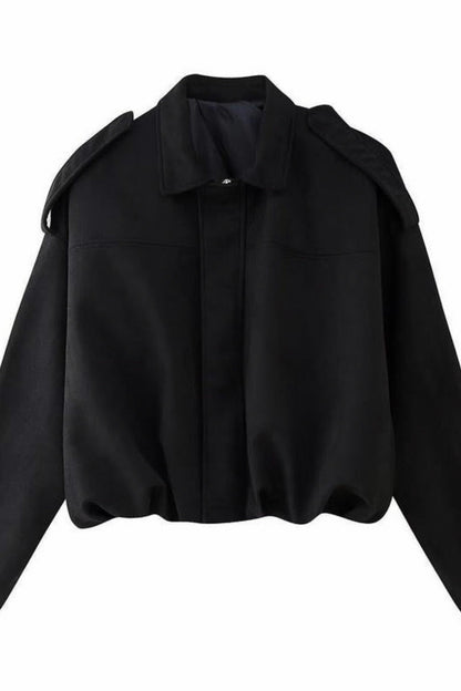 Suede Cropped Bomber Jacket