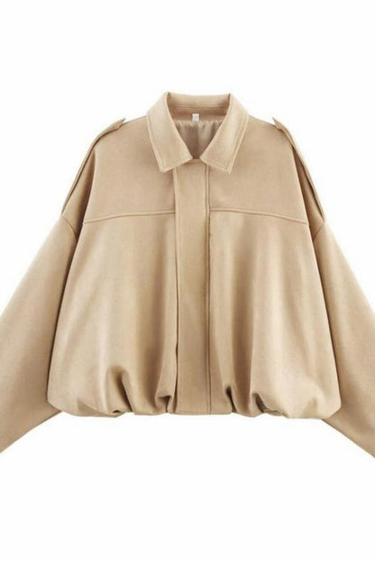 Suede Cropped Bomber Jacket