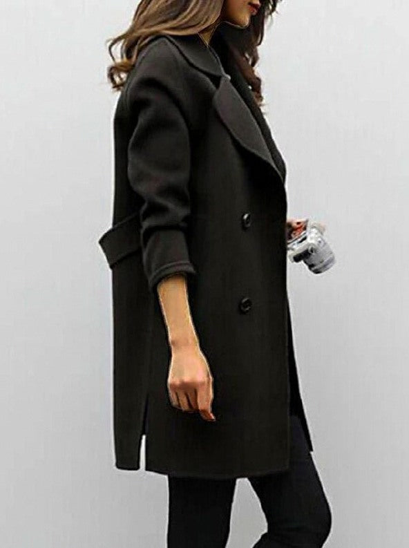 Suede Double Breasted Coat