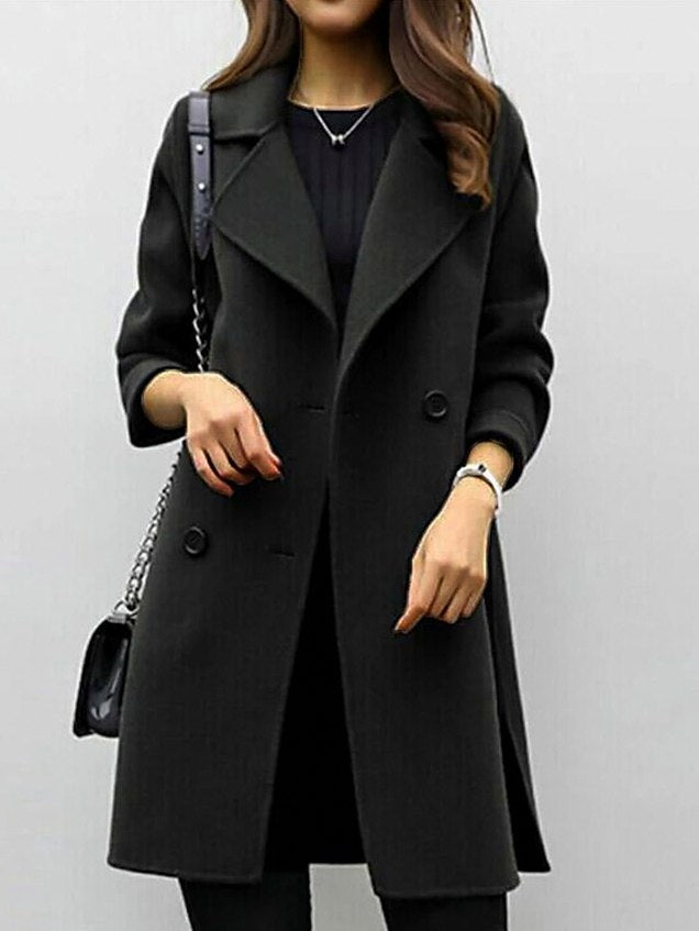 Suede Double Breasted Coat