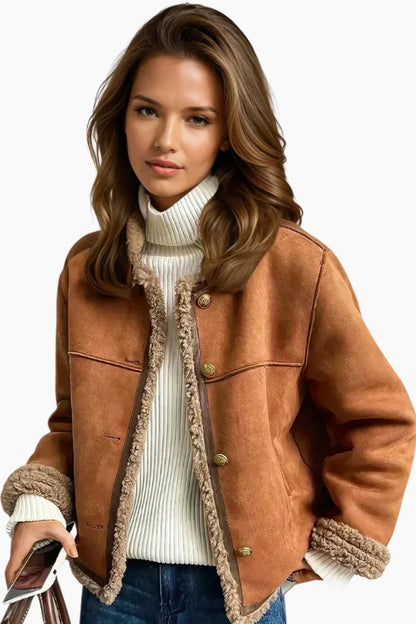 Suede Faux Fur Trim Jacket