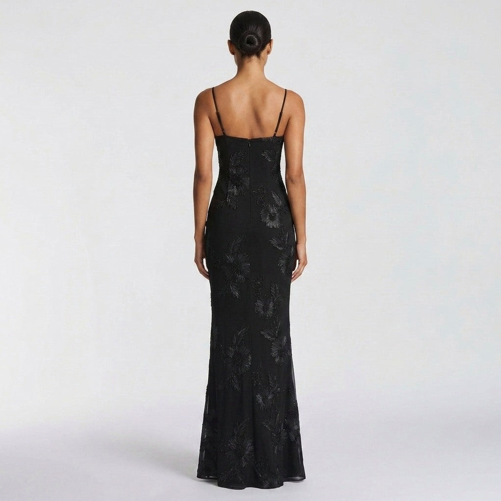 Sweetheart Floral Embroidered Maxi Dress