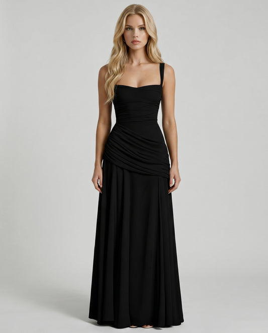 Sweetheart Ruched Drop Waist Maxi Dress