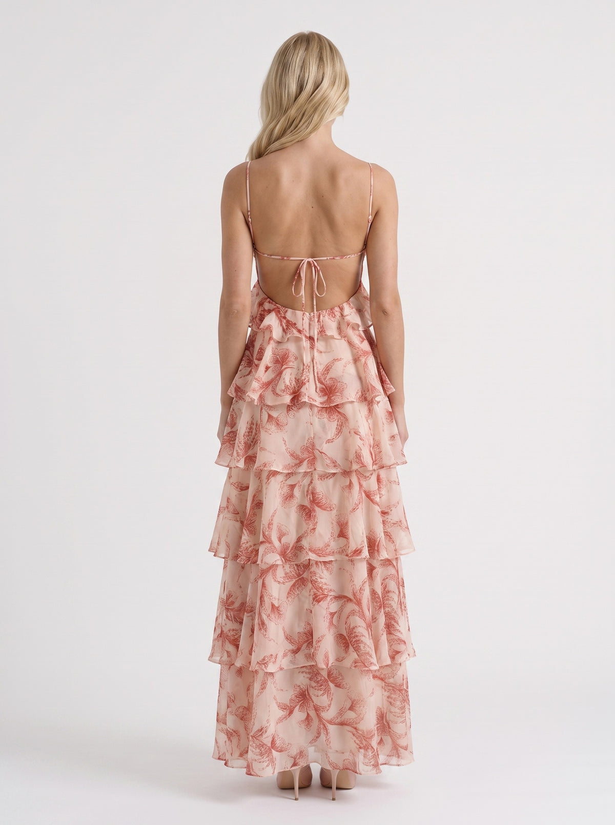 Floral Tiered Chiffon Maxi Dress