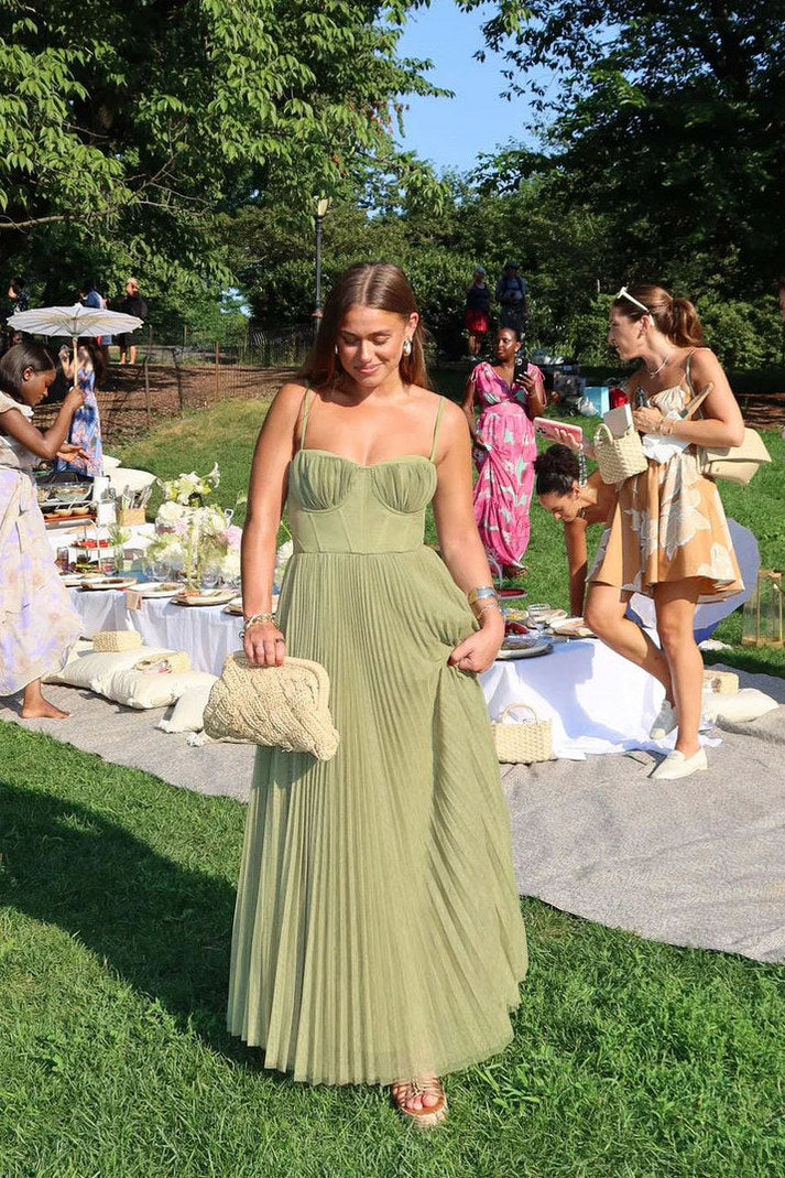 Tulle Corset Pleated Maxi Dress