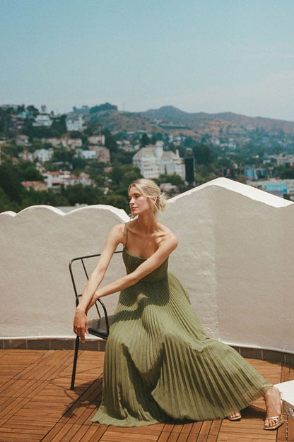 Tulle Corset Pleated Maxi Dress