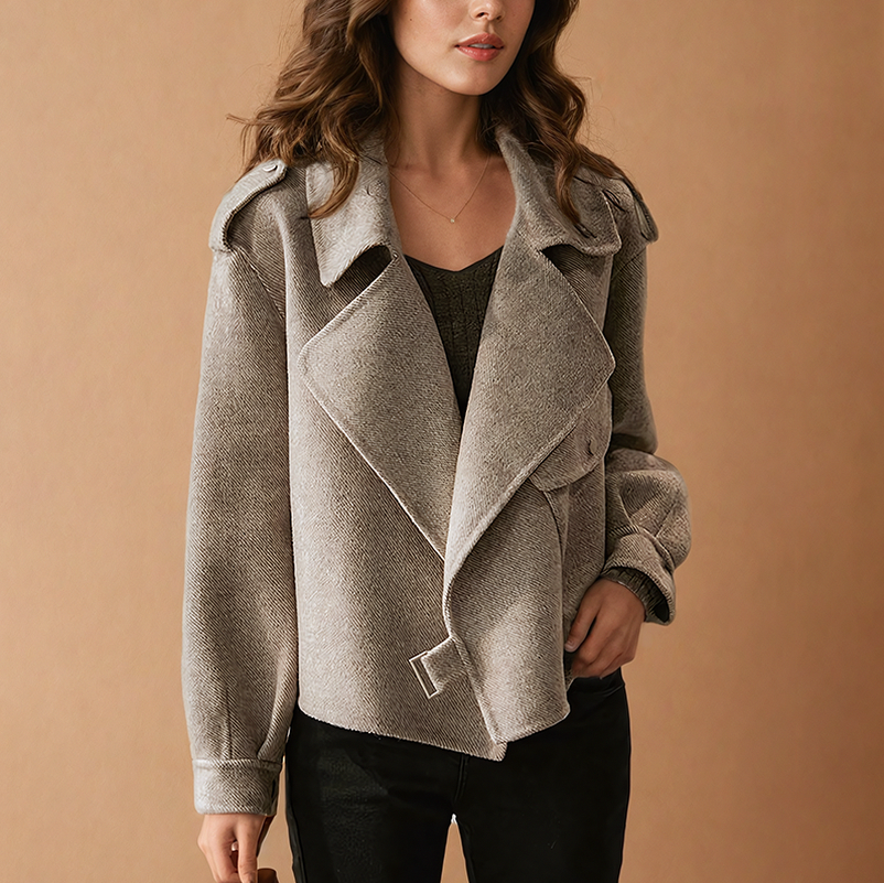 Tweed Lapel Collar Jacket