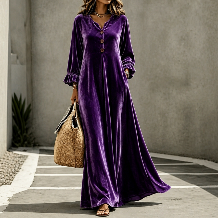Velvet Long Sleeve Maxi Dress