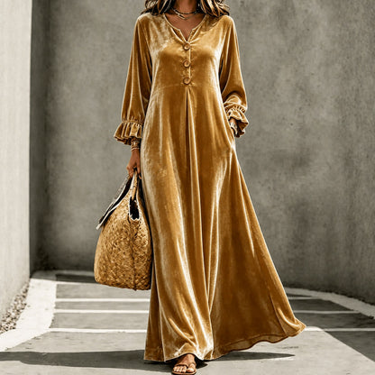 Velvet Long Sleeve Maxi Dress
