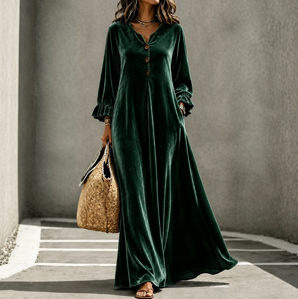 Velvet Long Sleeve Maxi Dress