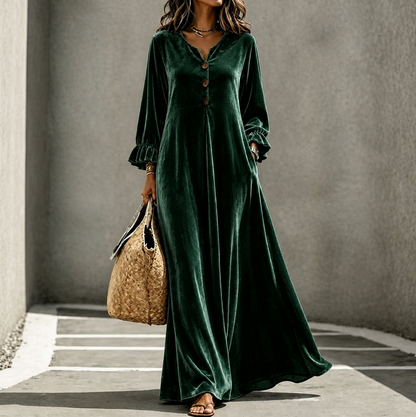 Velvet Long Sleeve Maxi Dress