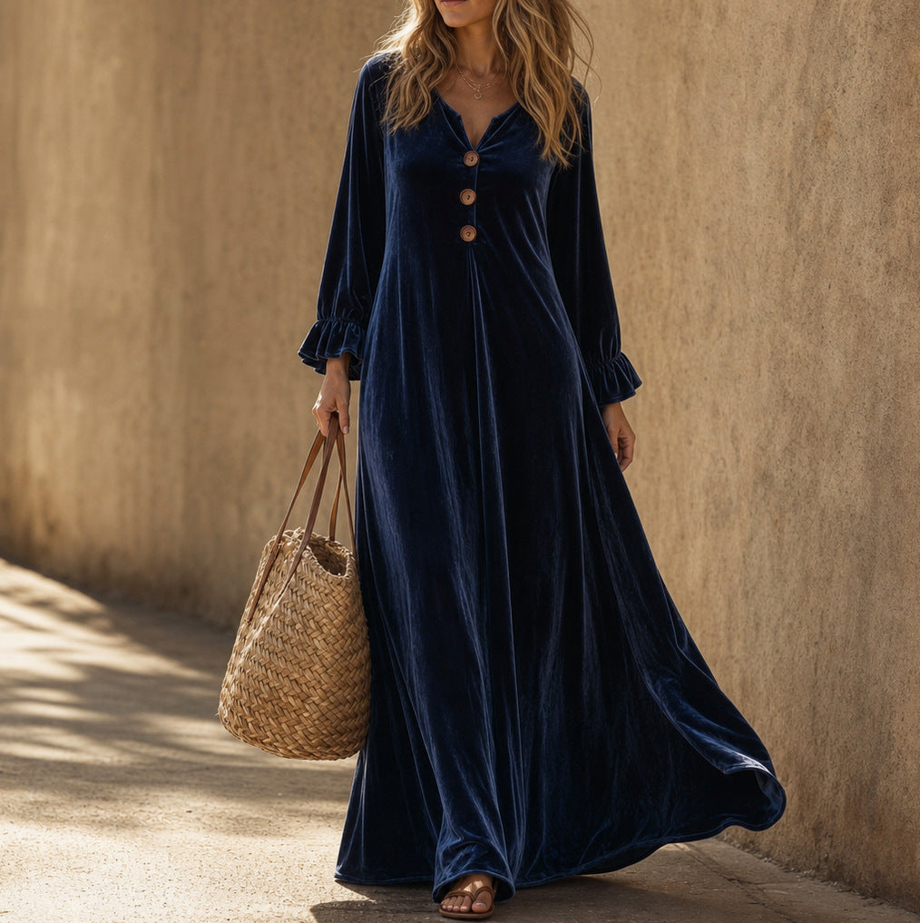 Velvet Long Sleeve Maxi Dress