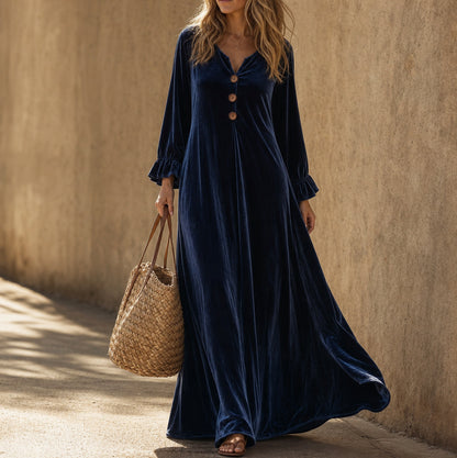 Velvet Long Sleeve Maxi Dress