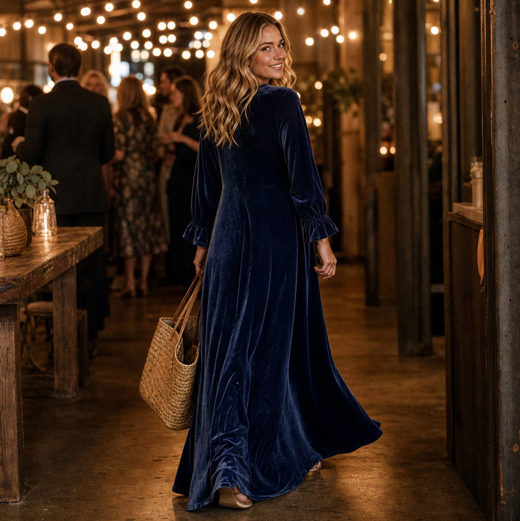 Velvet Long Sleeve Maxi Dress