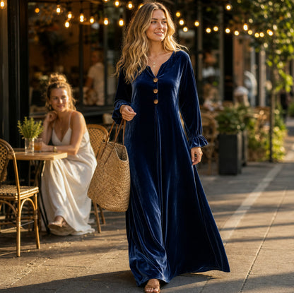 Velvet Long Sleeve Maxi Dress