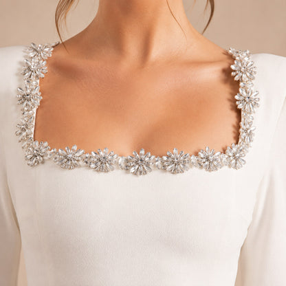 Velvet Long Sleeve Square Neck Mini Dress