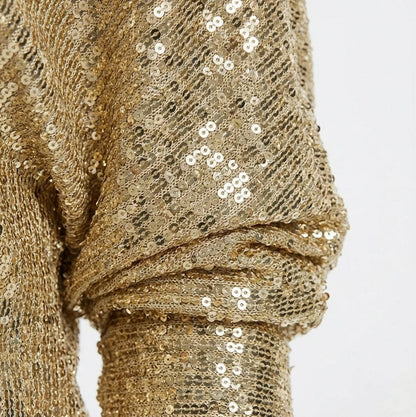 Women's Sequin Dress | Mini One-Shoulder Long Sleeve